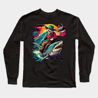 Shark Ride Adventure Cat Long Sleeve T-Shirt